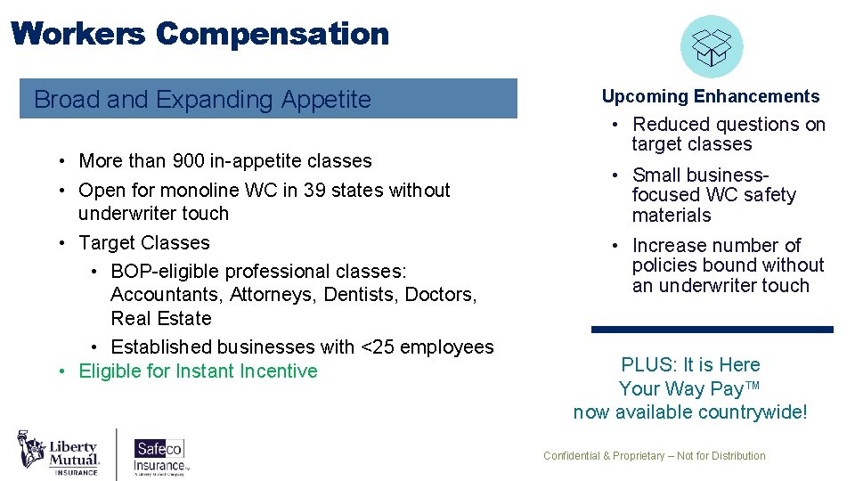 Workers Compensation Broad and Expanding Appetite • More than 900 in-appetite classes • Open