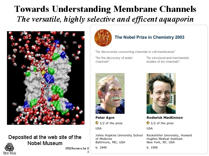 Towards Understanding Membrane Channels The versatile, highly selective and efficent aquaporin Deposited at the
