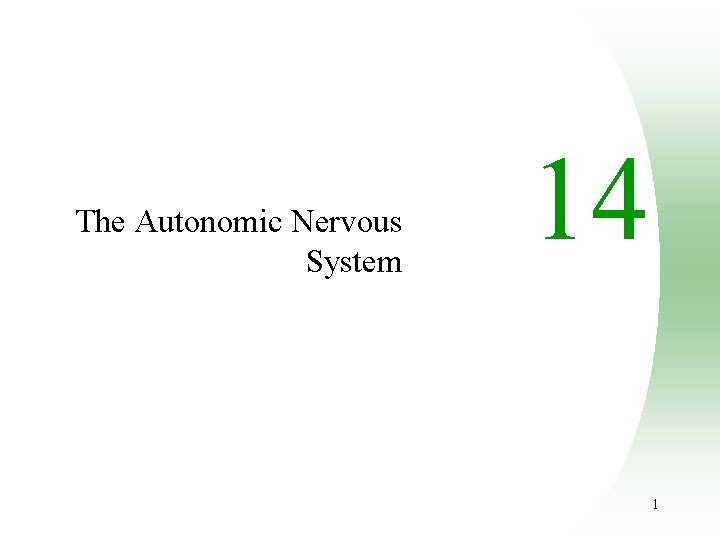 The Autonomic Nervous System 14 1 