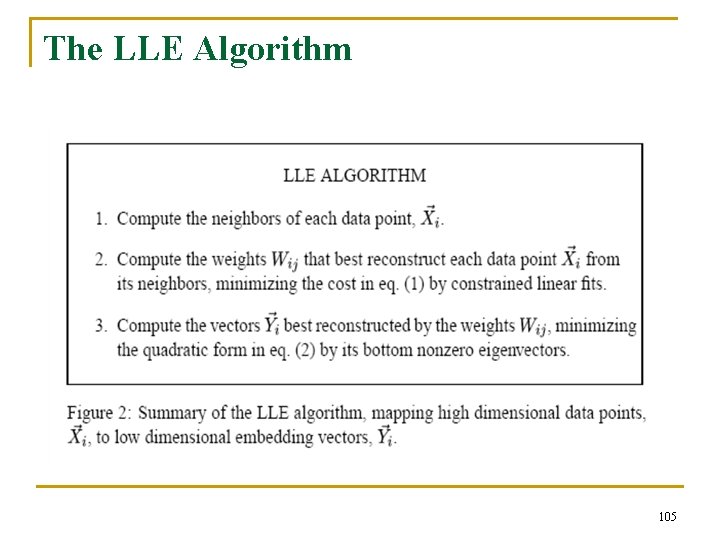 The LLE Algorithm 105 The LLE Algorithm 105