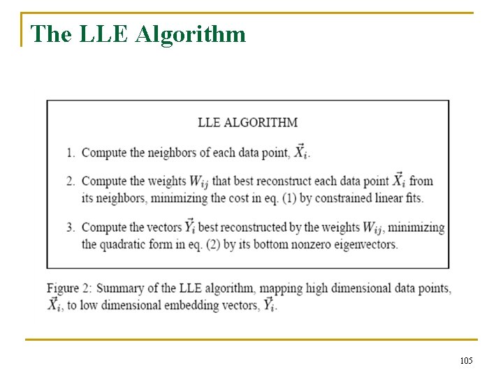 The LLE Algorithm 105 