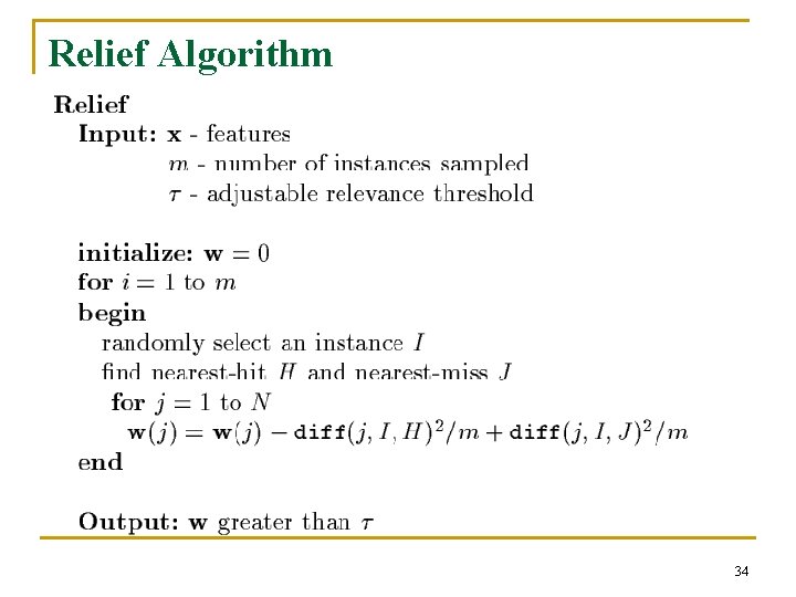 Relief Algorithm 34 