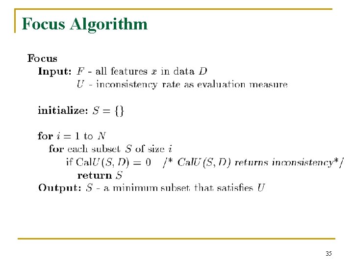 Focus Algorithm 35 