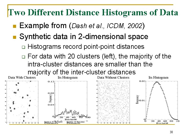 Two Different Distance Histograms of Data n n Example from (Dash et al. ,