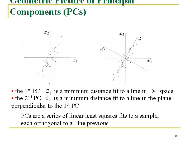 Geometric Picture of Principal Components (PCs) • the 1 st PC is a minimum