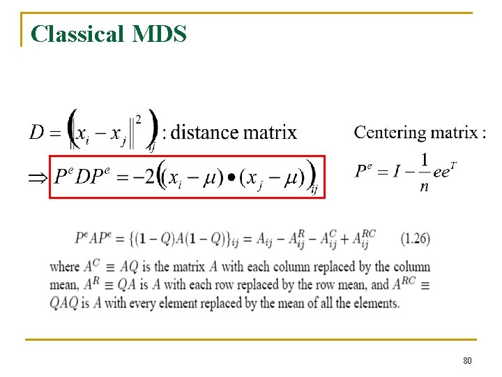 Classical MDS 80 