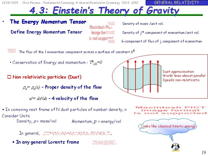 11/28/2020 • Chris Pearson : Fundamental Cosmology 4: General Relativistic Cosmology ISAS -2003 GENERAL