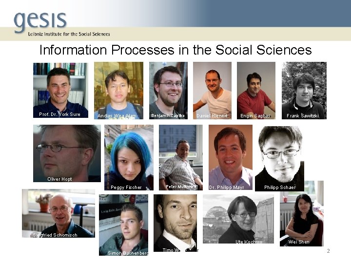 Information Processes in the Social Sciences Prof. Dr. York Sure Andias Wira Alam Benjamin