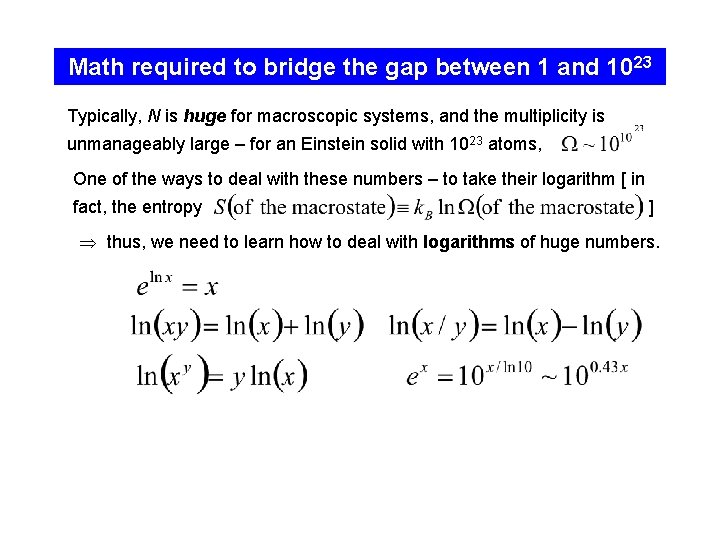 Math required to bridge the gap between 1 and 1023 Typically, N is huge