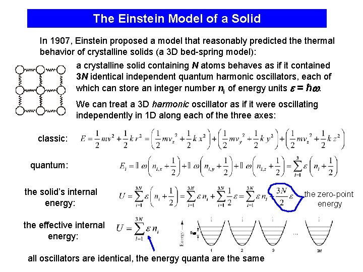The Einstein Model of a Solid In 1907, Einstein proposed a model that reasonably