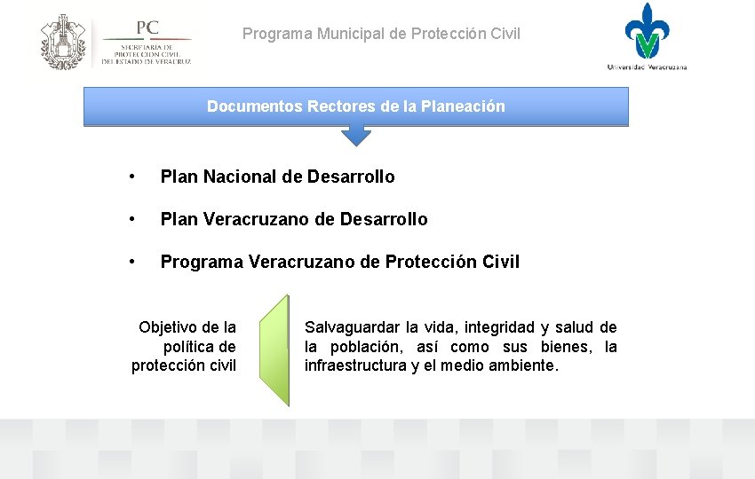 Programa Municipal de Protección Civil Documentos Rectores de la Planeación • Plan Nacional de Programa Municipal de Protección Civil Documentos Rectores de la Planeación • Plan Nacional de
