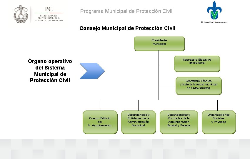 Programa Municipal de Protección Civil Consejo Municipal de Protección Civil Presidente Municipal Secretario Ejecutivo