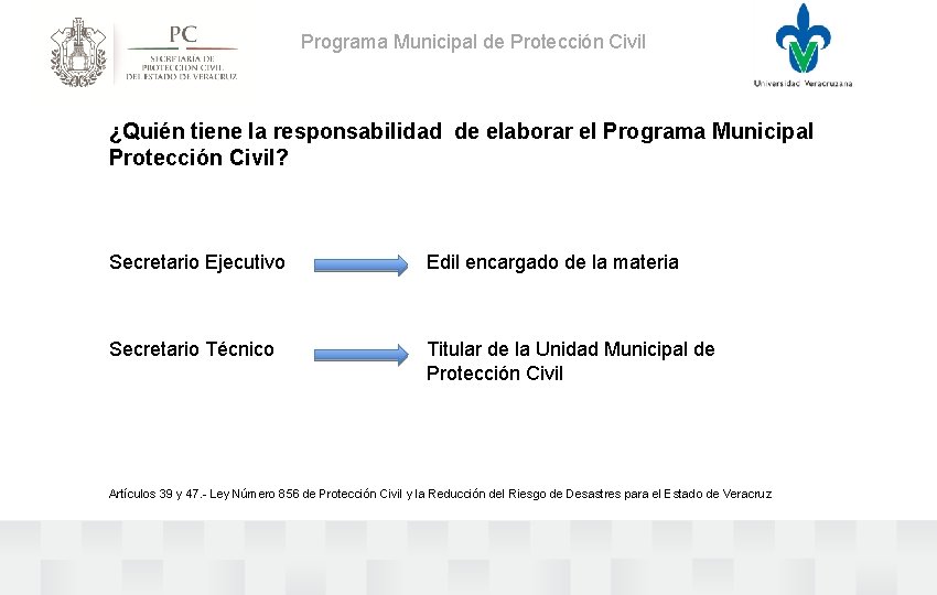 Programa Municipal de Protección Civil ¿Quién tiene la responsabilidad de elaborar el Programa Municipal