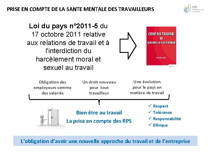 PRISE EN COMPTE DE LA SANTE MENTALE DES TRAVAILLEURS Loi du pays n° 2011