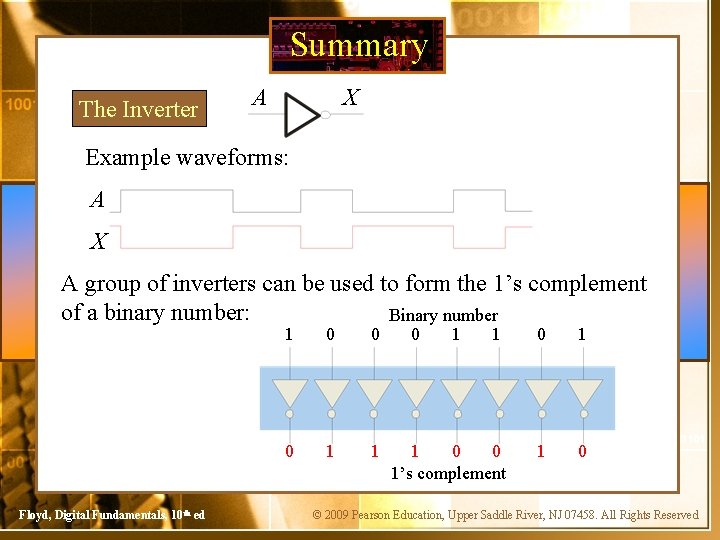 Summary The Inverter A X Example waveforms: A X A group of inverters can