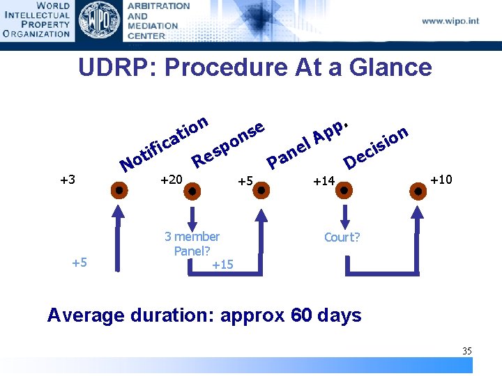 UDRP: Procedure At a Glance +3 +5 . n p e o i s