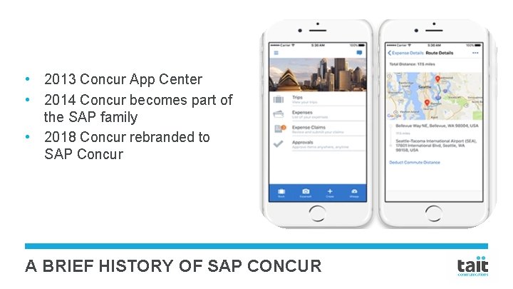  • 2013 Concur App Center • 2014 Concur becomes part of the SAP