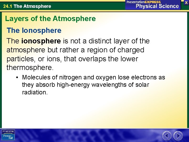 24. 1 The Atmosphere Layers of the Atmosphere The Ionosphere The ionosphere is not