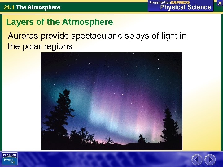 24. 1 The Atmosphere Layers of the Atmosphere Auroras provide spectacular displays of light