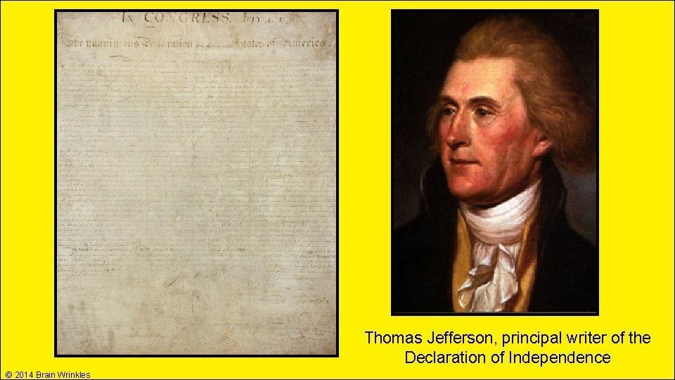Thomas Jefferson, principal writer of the Declaration of Independence © 2014 Brain Wrinkles Thomas Jefferson, principal writer of the Declaration of Independence © 2014 Brain Wrinkles