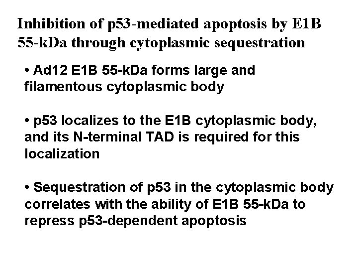 Inhibition of p 53 -mediated apoptosis by E 1 B 55 -k. Da through