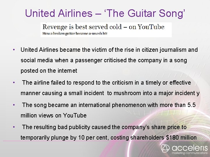 United Airlines – ‘The Guitar Song’ • United Airlines became the victim of the