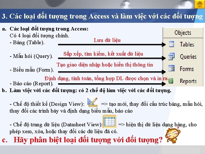 3. Các loại đối tượng trong Access và làm việc với các đối tượng