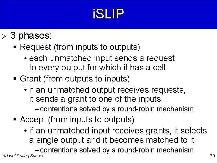 i. SLIP Ø 3 phases: § Request (from inputs to outputs) • each unmatched