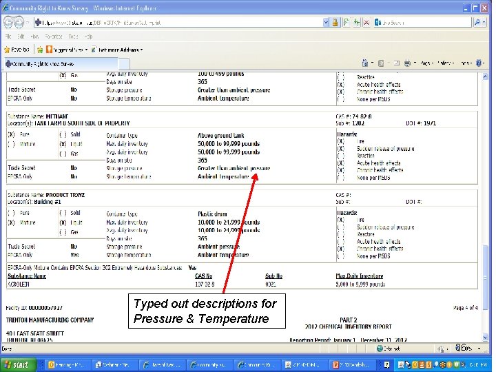 Typed out descriptions for Pressure & Temperature 36 Typed out descriptions for Pressure & Temperature 36