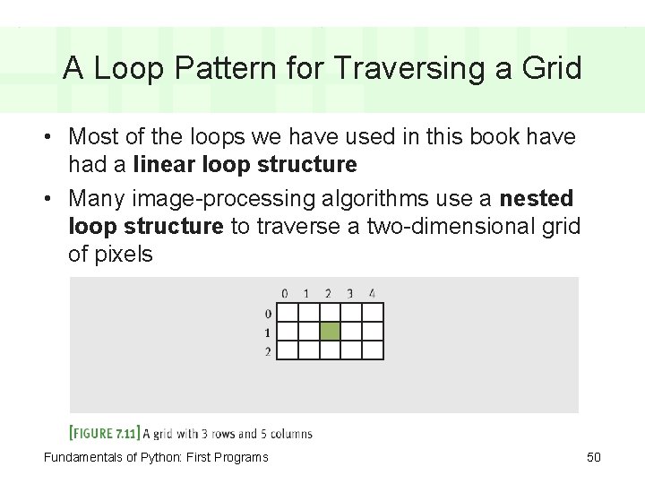 A Loop Pattern for Traversing a Grid • Most of the loops we have