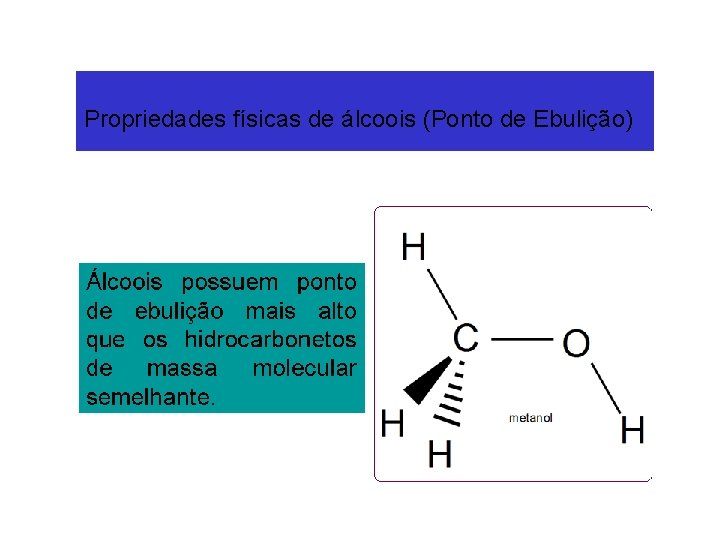 Propriedades físicas de álcoois (Ponto de Ebulição) Propriedades físicas de álcoois (Ponto de Ebulição)