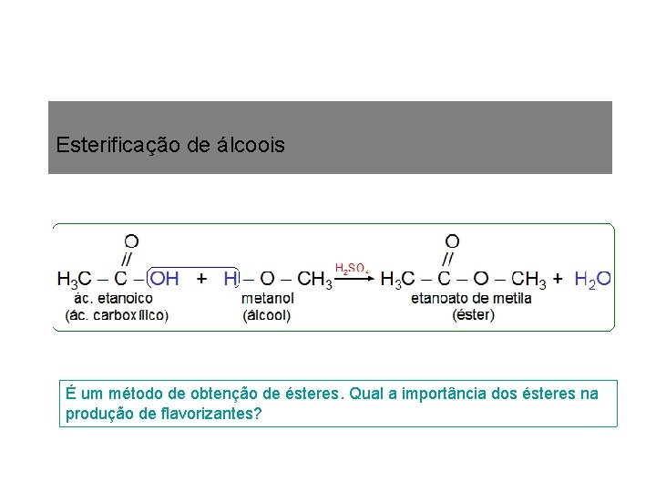 Esterificação de álcoois É um método de obtenção de ésteres. Qual a importância dos Esterificação de álcoois É um método de obtenção de ésteres. Qual a importância dos