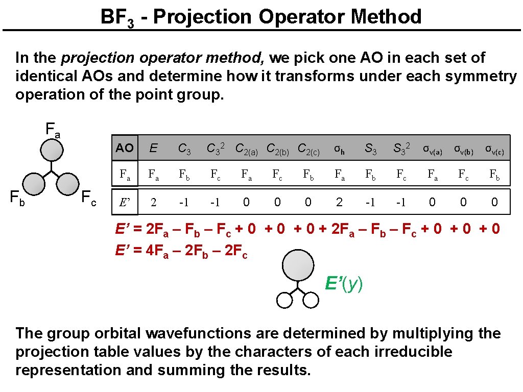BF 3 - Projection Operator Method In the projection operator method, we pick one