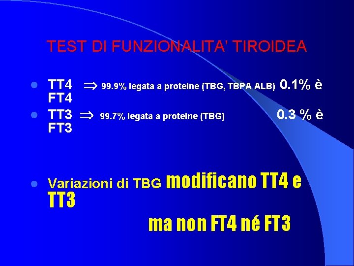 TEST DI FUNZIONALITA’ TIROIDEA TT 4 99. 9% legata a proteine (TBG, TBPA ALB)