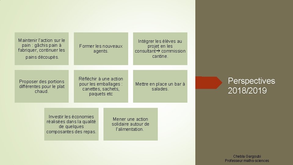 Maintenir l’action sur le pain : gâchis pain à fabriquer, continuer les Former les Maintenir l’action sur le pain : gâchis pain à fabriquer, continuer les Former les