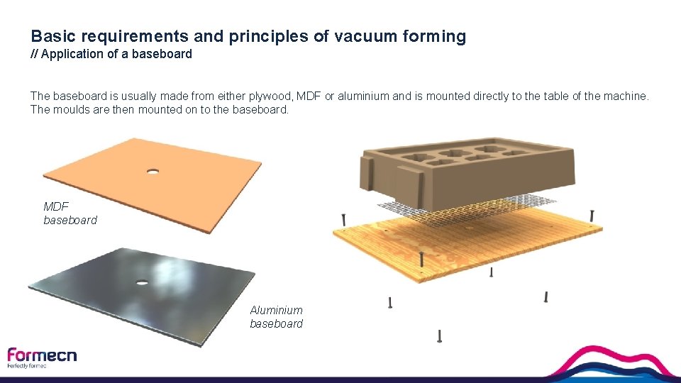 Basic requirements and principles of vacuum forming // Application of a baseboard The baseboard