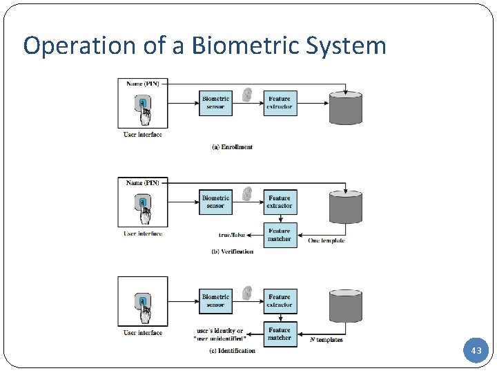 Operation of a Biometric System 43 