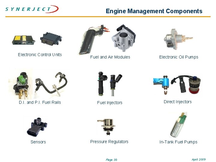 Engine Management Components Electronic Control Units D. I. and P. I. Fuel Rails Sensors