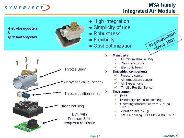 M 3 A family Integrated Air Module High integration l Simplicity of use l