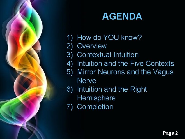 AGENDA 1) 2) 3) 4) 5) How do YOU know? Overview Contextual Intuition and