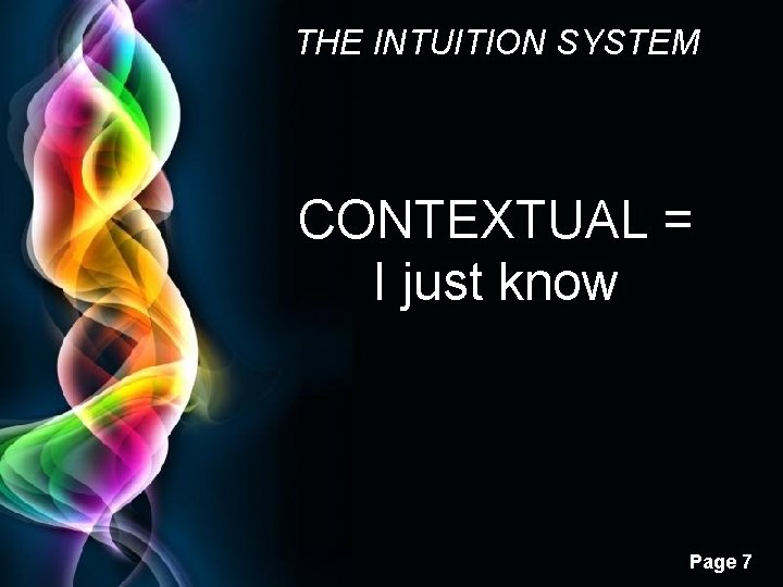 THE INTUITION SYSTEM CONTEXTUAL = I just know Free Powerpoint Templates Page 7 