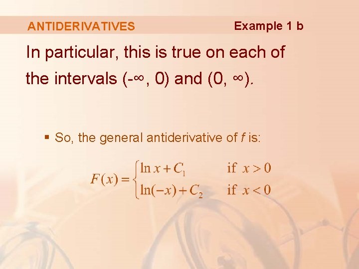 ANTIDERIVATIVES Example 1 b In particular, this is true on each of the intervals