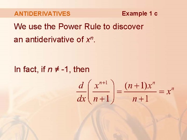 ANTIDERIVATIVES Example 1 c We use the Power Rule to discover an antiderivative of