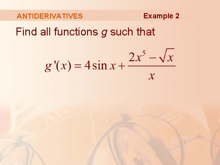ANTIDERIVATIVES Example 2 Find all functions g such that 
