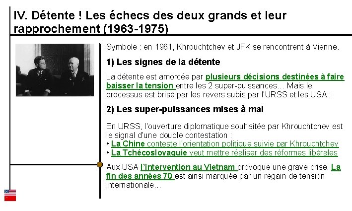 IV. Détente ! Les échecs deux grands et leur rapprochement (1963 -1975) Symbole :