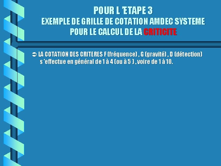 POUR L ’ETAPE 3 EXEMPLE DE GRILLE DE COTATION AMDEC SYSTEME POUR LE CALCUL