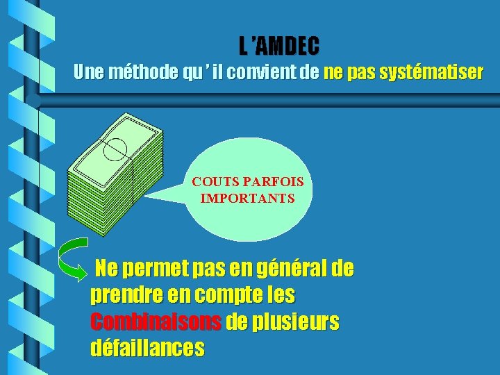 L ’AMDEC Une méthode qu ’ il convient de ne pas systématiser COUTS PARFOIS