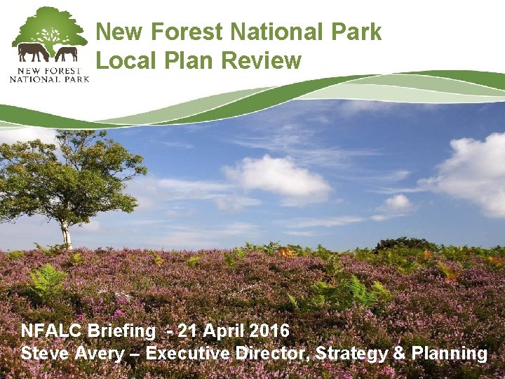 New Forest National Park Local Plan Review NFALC Briefing - 21 April 2016 Steve