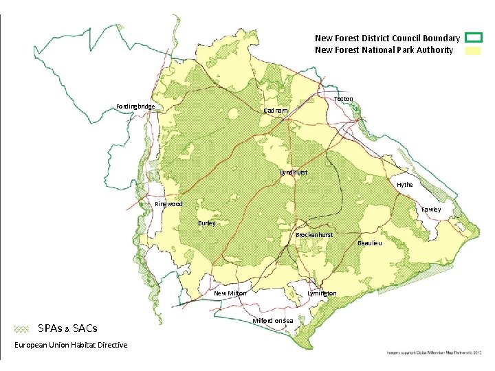 New Forest District Council Boundary New Forest National Park Authority Totton Fordingbridge Cadnam Lyndhurst
