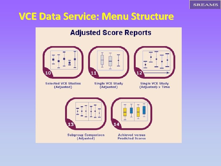 VCE Data Service: Menu Structure 